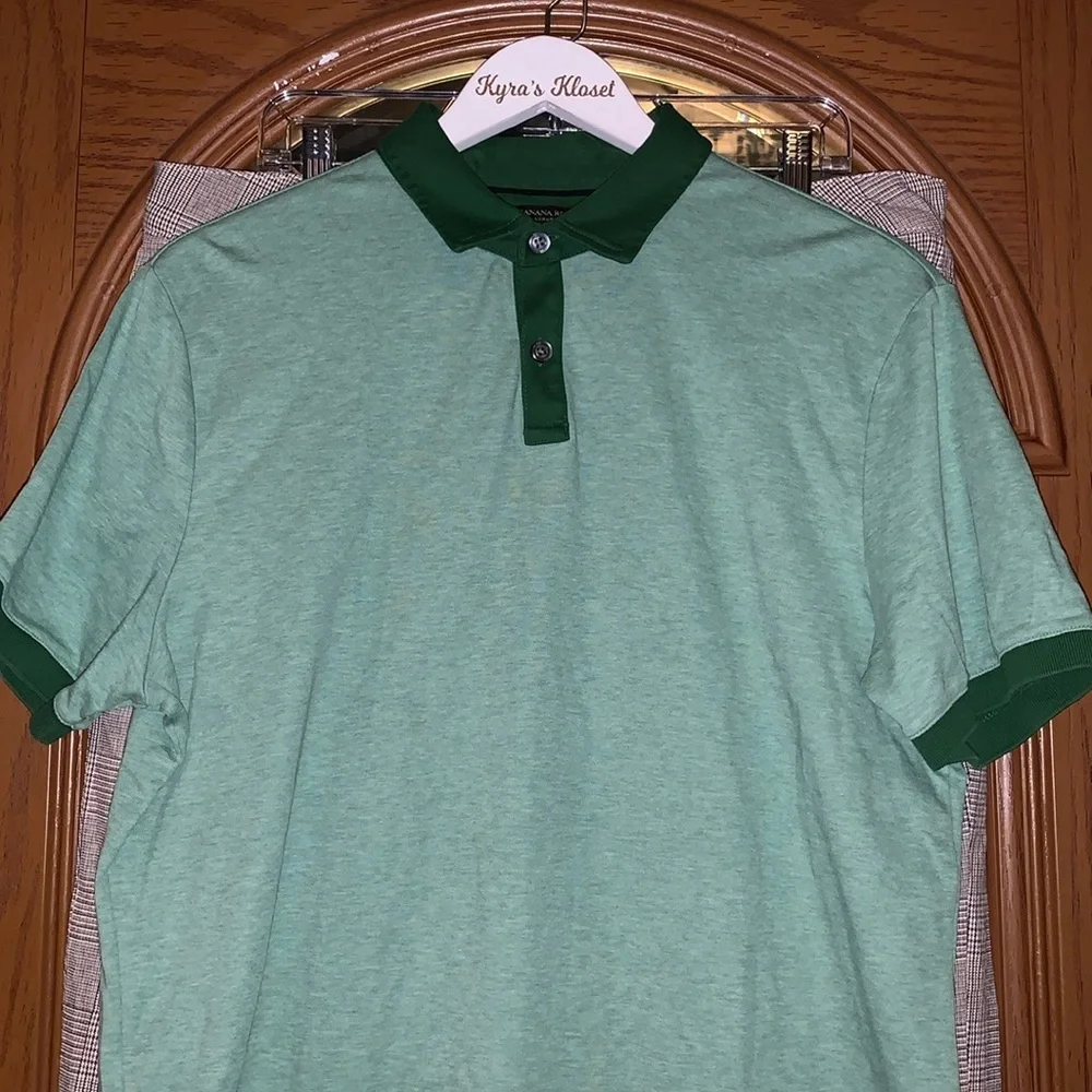 Banana Republic Luxury Touch Standard Fit Polo Shirt Two-Tone Green 100% Cotton